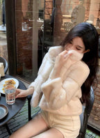 Short Faux Fur Stand-Collar Jacket