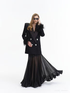 Feather-Cuff Tailored Blazer