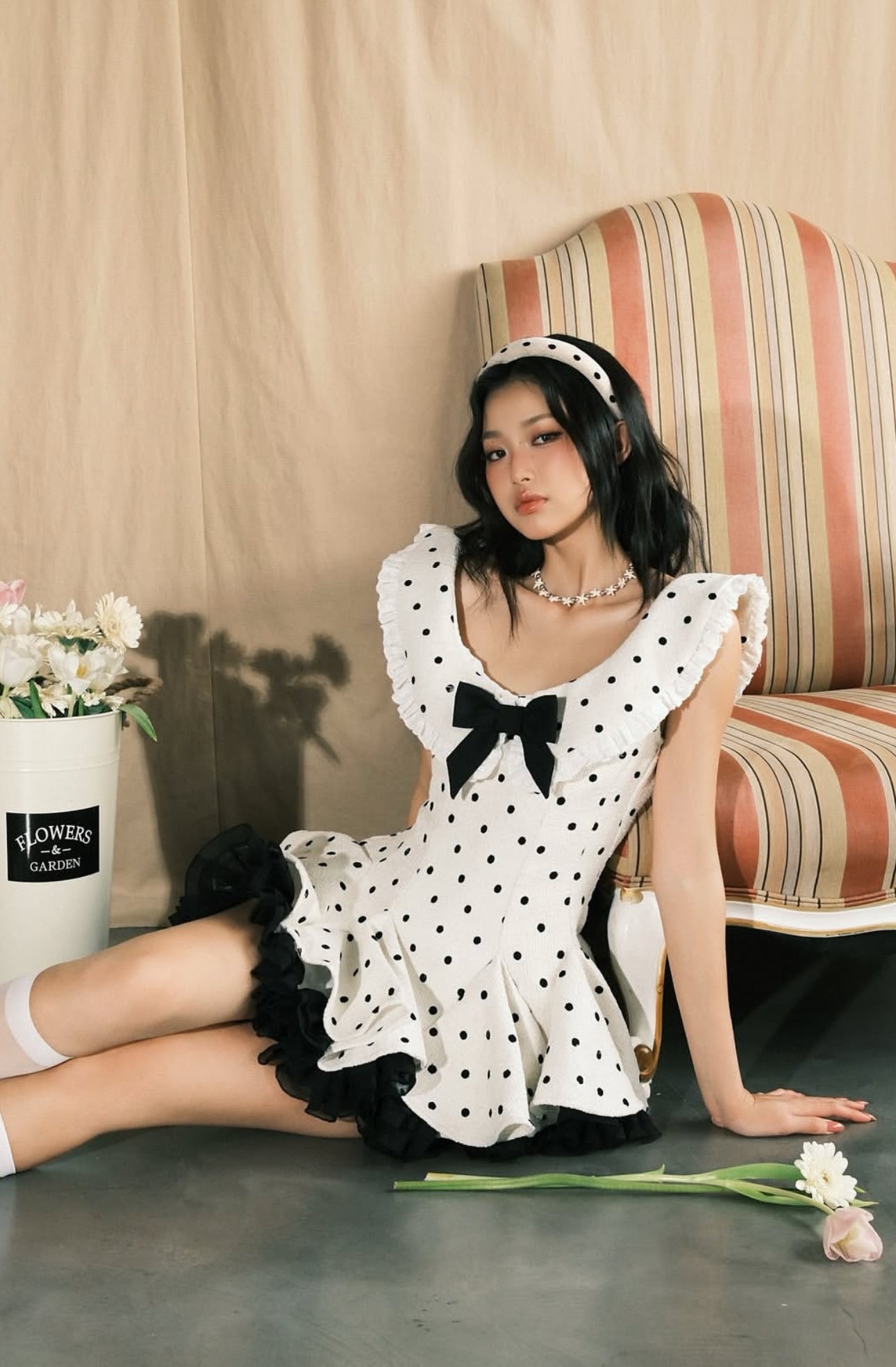 Polka-Dot Ruffle Mini Dress
