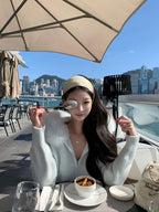 Fur-Trim Hooded Knit Top