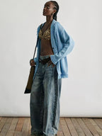 Openwork Fringe Paper-Yarn Cardigan