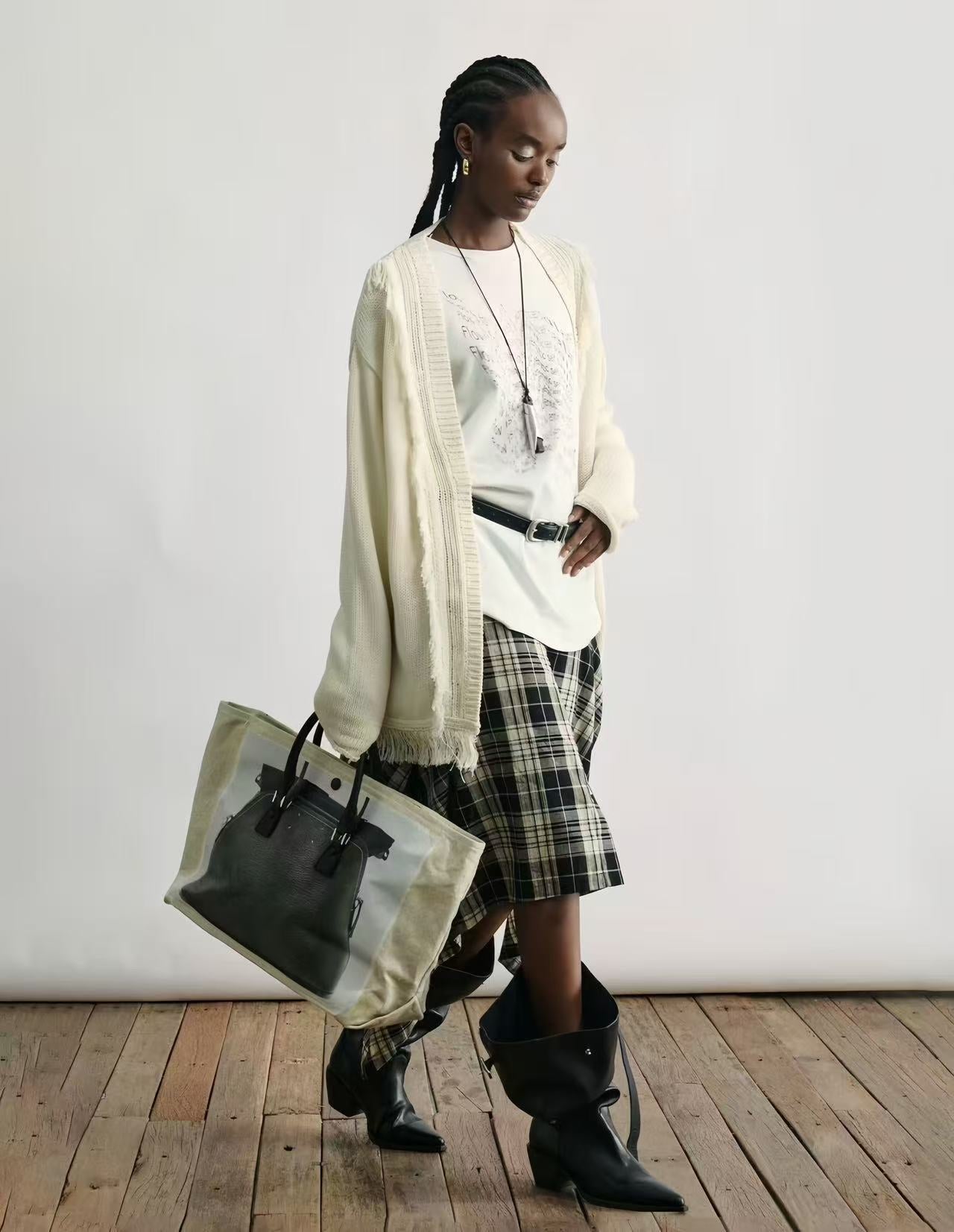 Openwork Fringe Paper-Yarn Cardigan