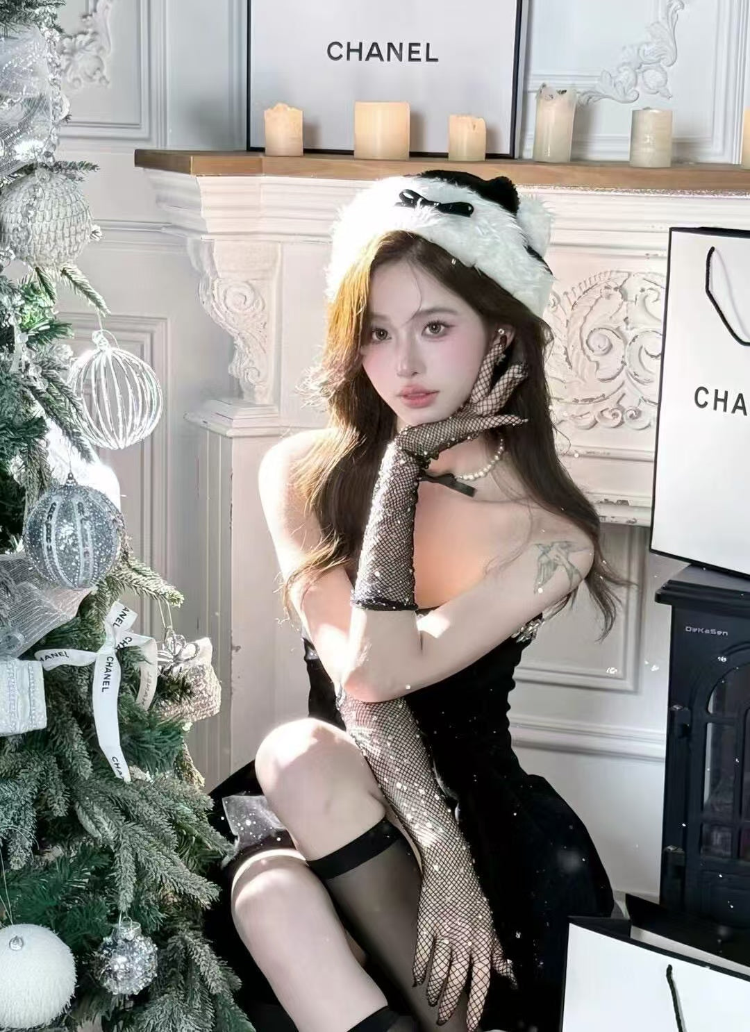 Black Snowflake Christmas Dress