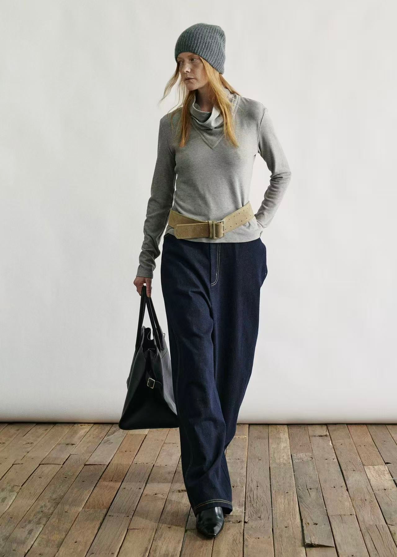 Soft Drape Cowl-Neck Fleece Top