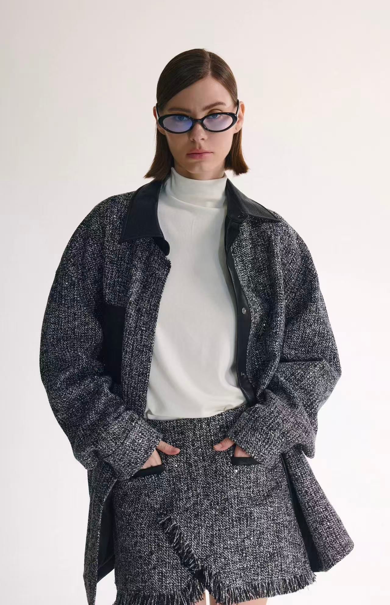 Sequin Tweed Patchwork Jacket