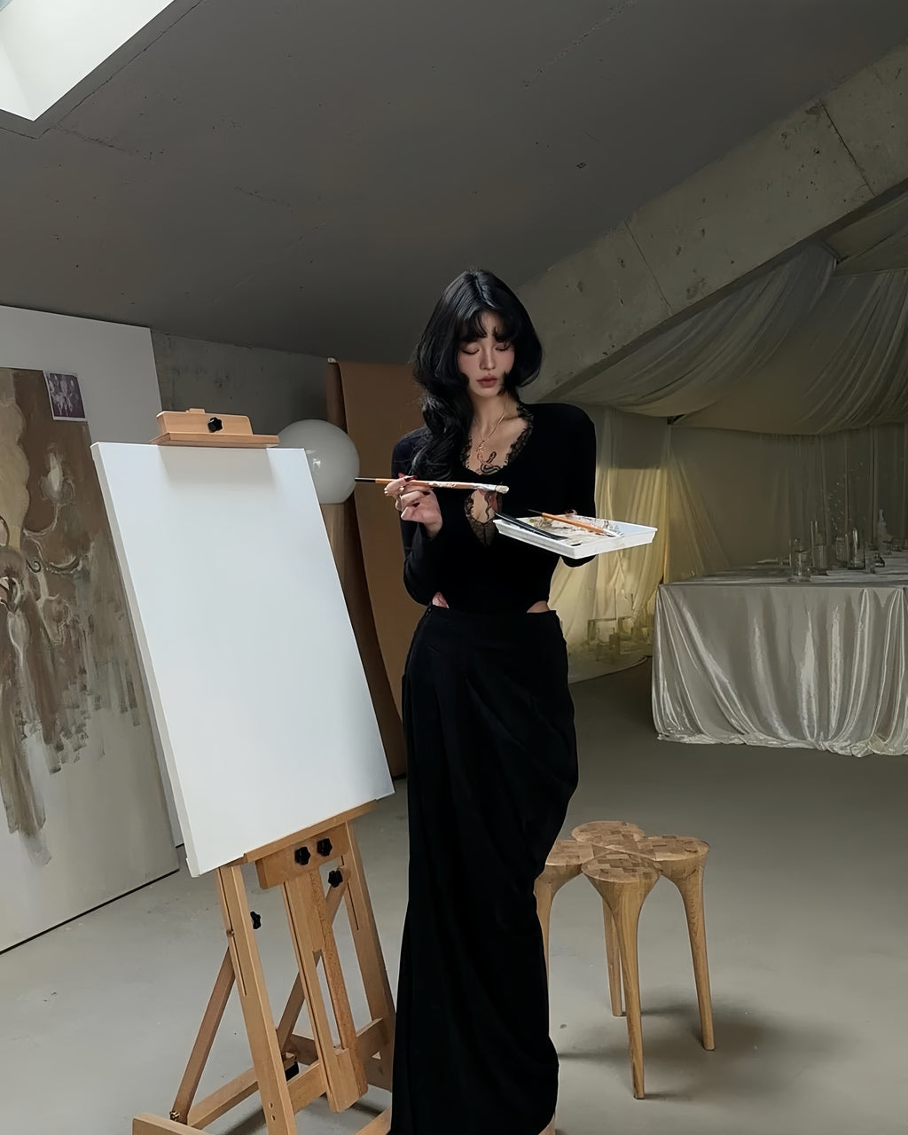 Lace Cut-Out Knot Bodysuit Top