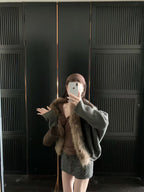 Merino Wool Coat with Oversized Mink-Feel Collar