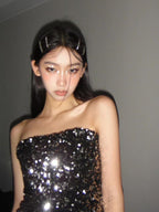 Midnight Feather Sequin Mini Dress