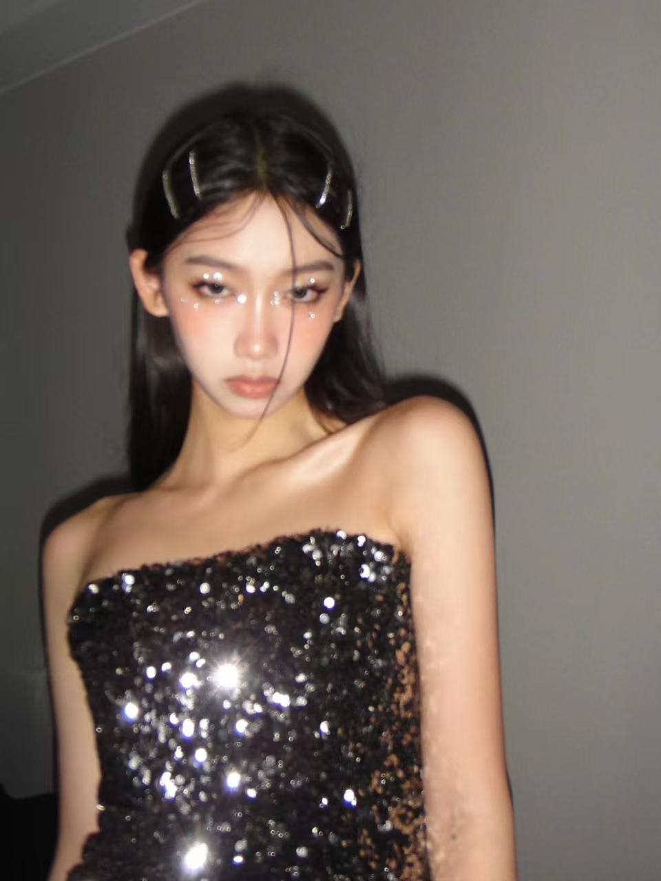 Midnight Feather Sequin Mini Dress