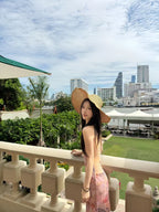 Printed Halter Neck Backless Maxi Dress